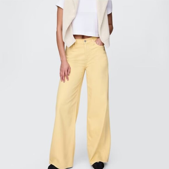 GAP Straw Yellow UltraSoft Baggy Mid Rise Jeans 29/8R - Picture 2 of 15